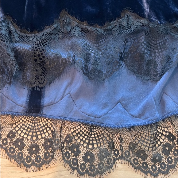 Johnny Was Velvet Gaze Slip Dress in Sapphire Blue Large Lace Romantic - Picture 4 of 11